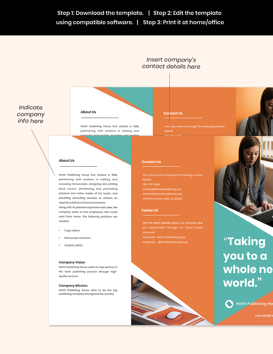 Free Creative Trifold Work Form Home Brochure Template example