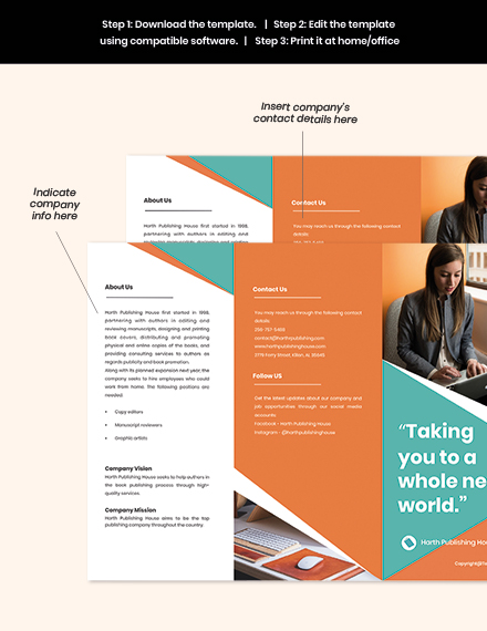 Creative Tri-Fold Work From Home Brochure Template - Illustrator ...