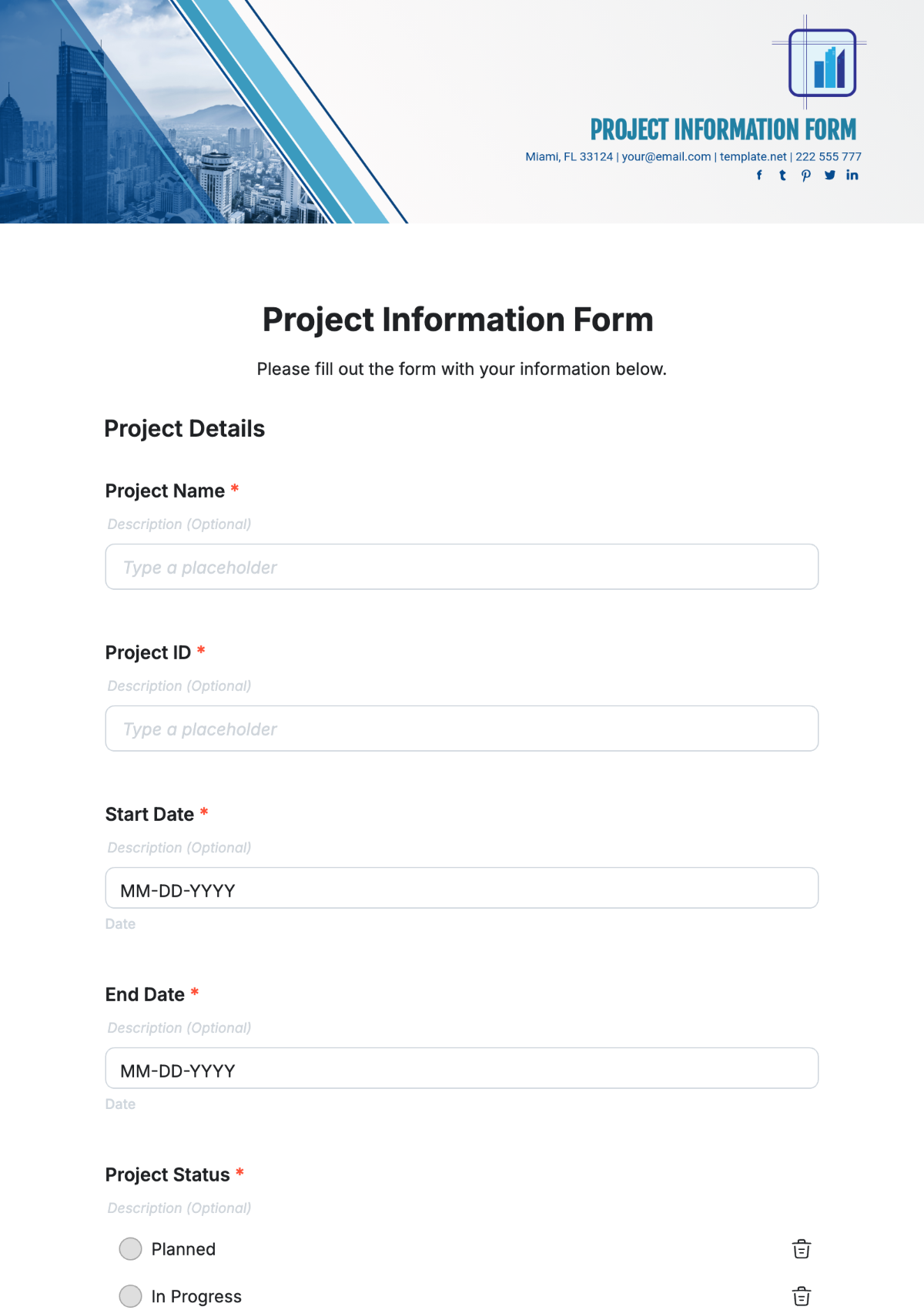 Free Project Information Form Template