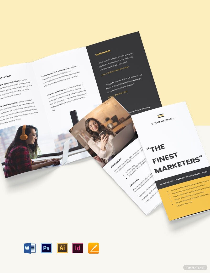 Work From Home Tri-Fold Job Brochure Template