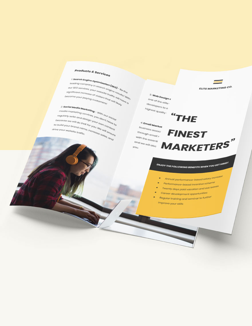 Work From Home Tri-Fold Job Brochure Template