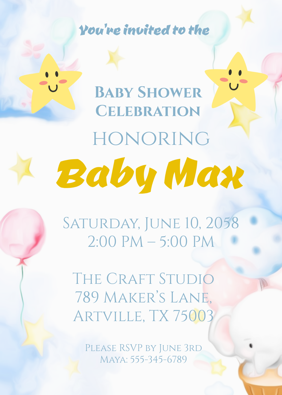 DIY Baby Shower Invitation Template - Edit Online & Download