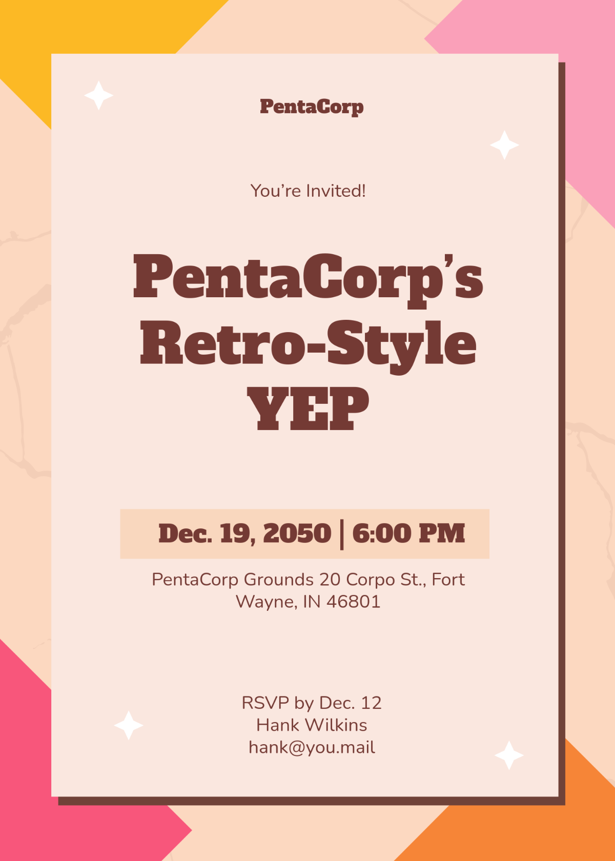 Free Retro Business Invitation Template