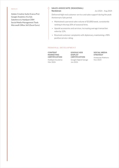 Free College Student ATS Resume Template, AI Resume Builder