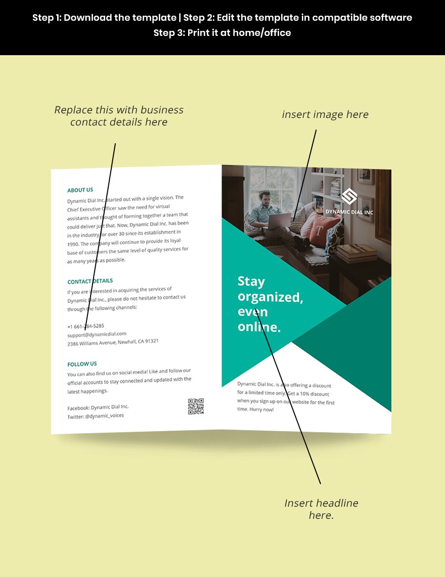 Bi-Fold Work Online From Home Brochure Template