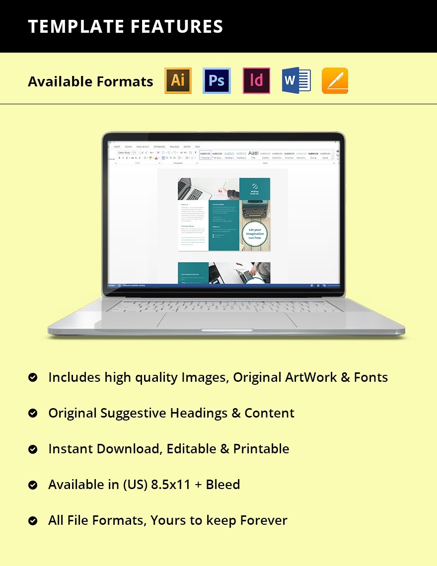 Trifold Work Online From Home Brochure Template Instruction