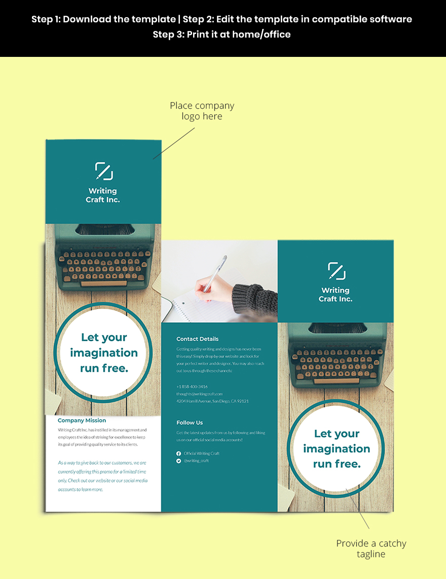 Tri-Fold Work Online From Home Brochure Template