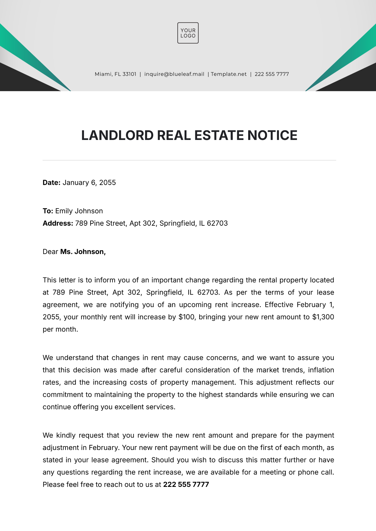 Free Landlord Real Estate Notice Template