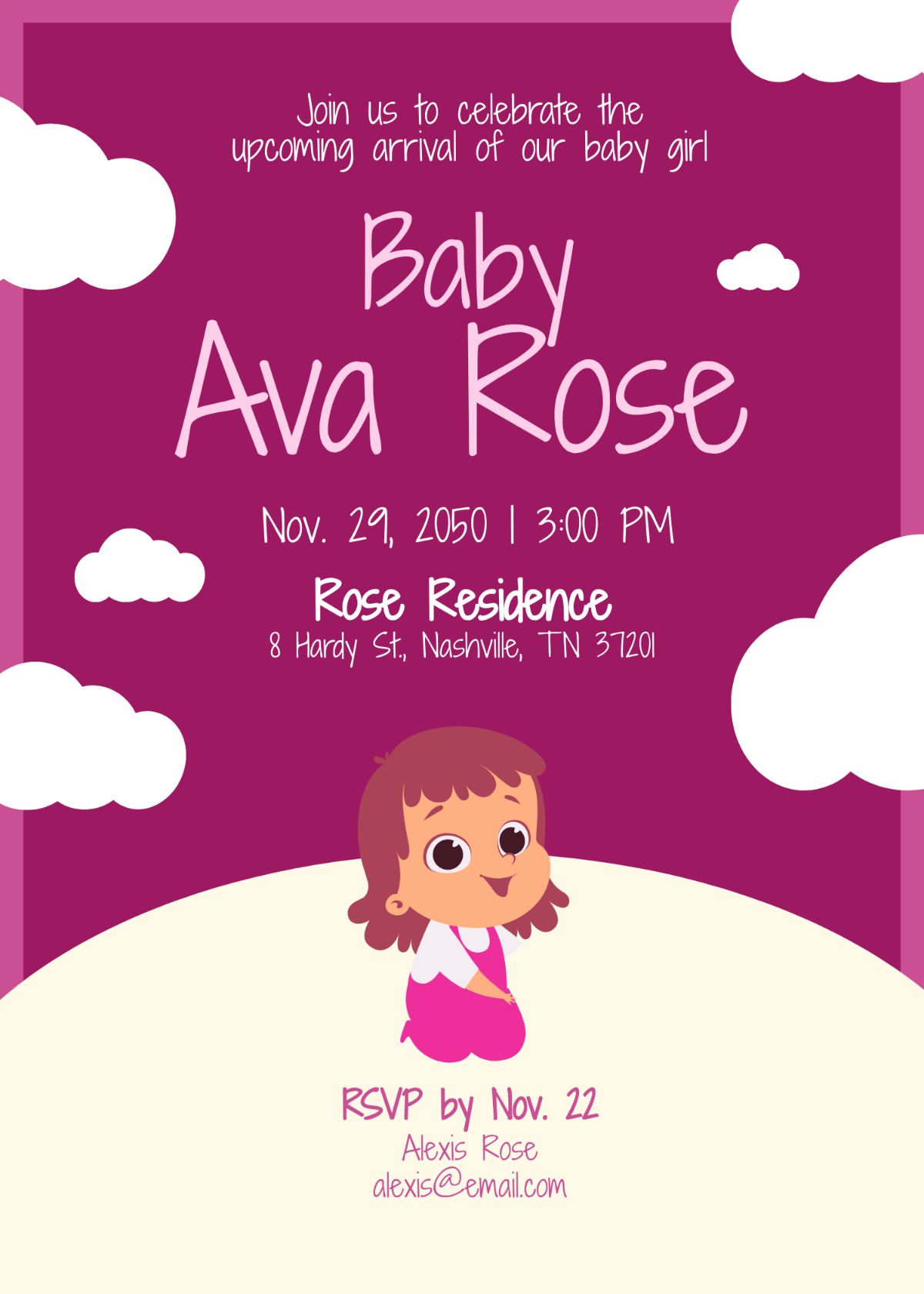 Free Baby Girl Shower Invitation Template