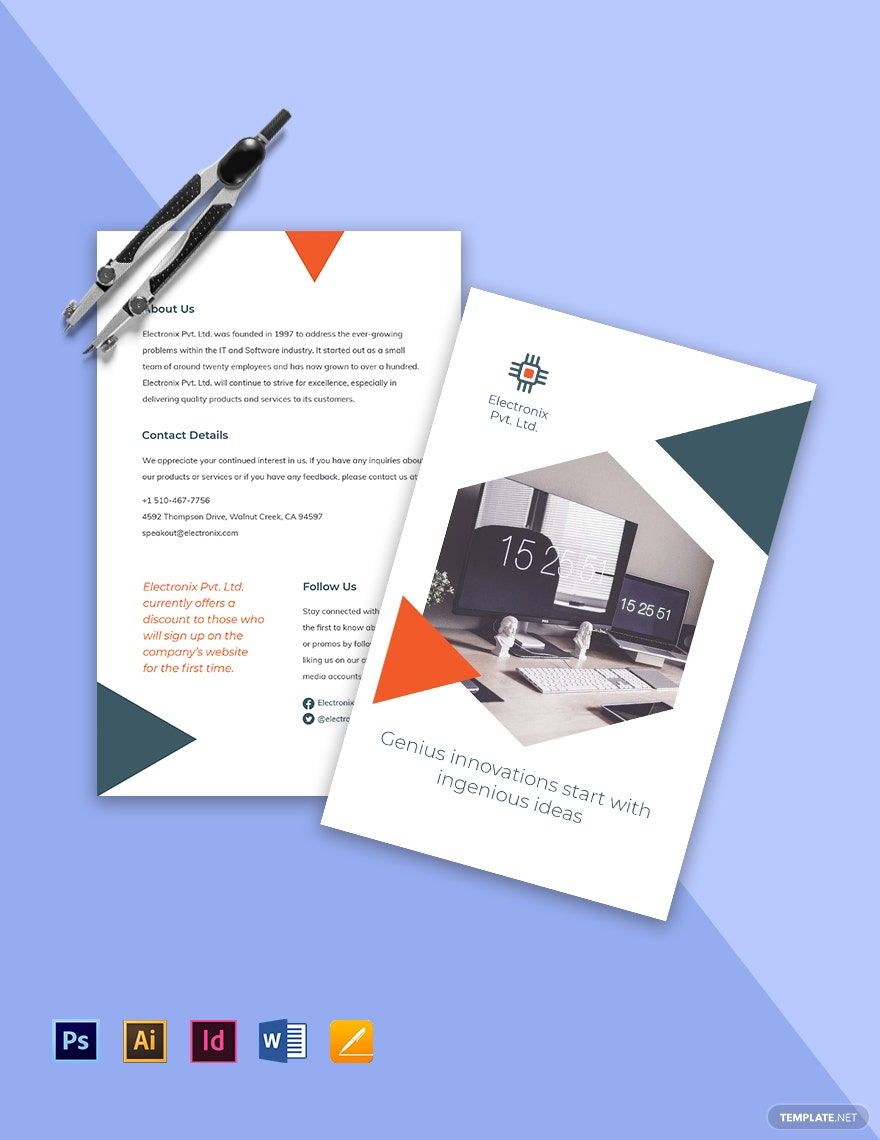 Free Stay Safe Work From Home Bi-Fold Brochure Template
