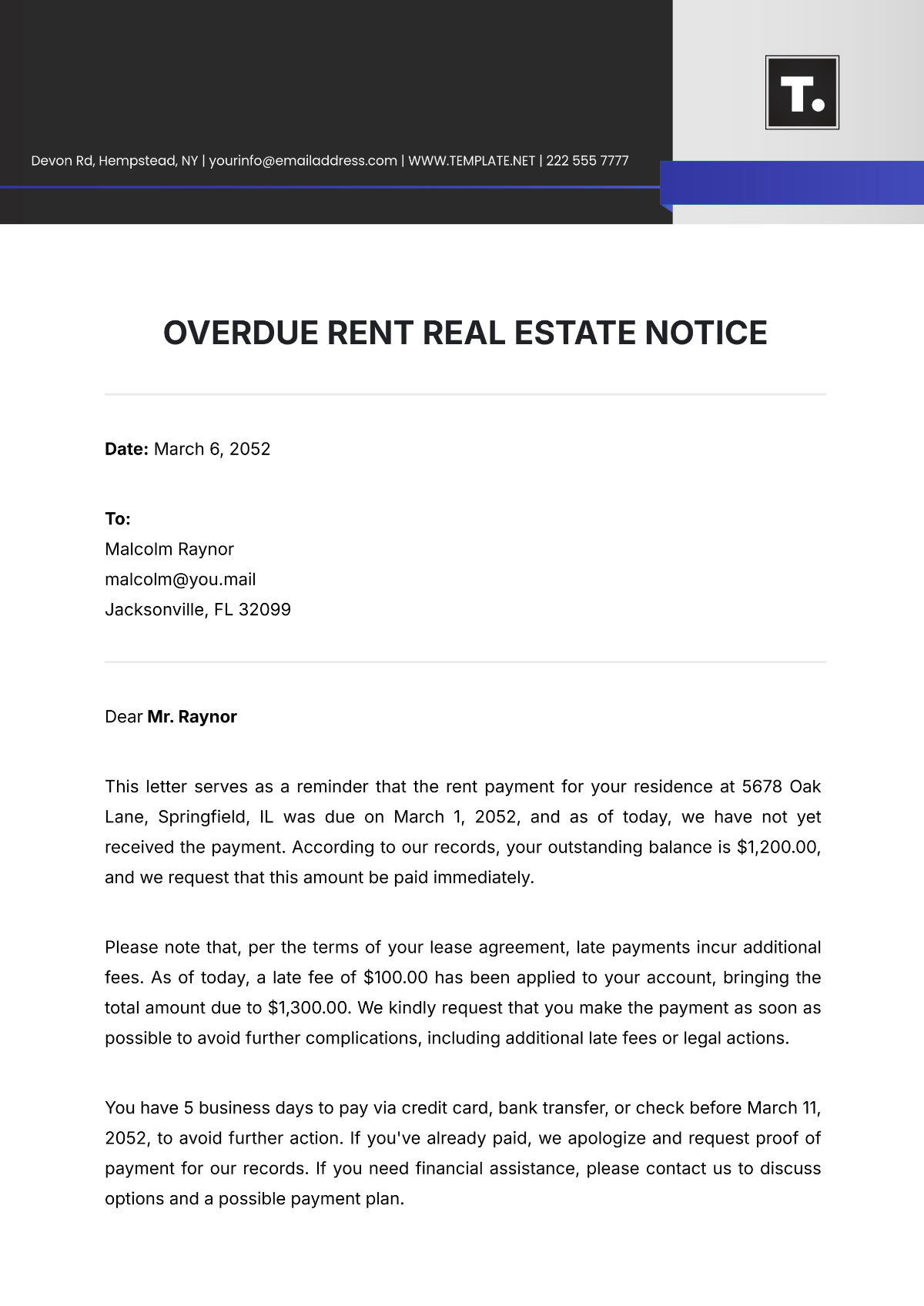 Free Overdue Rent Real Estate Notice Template