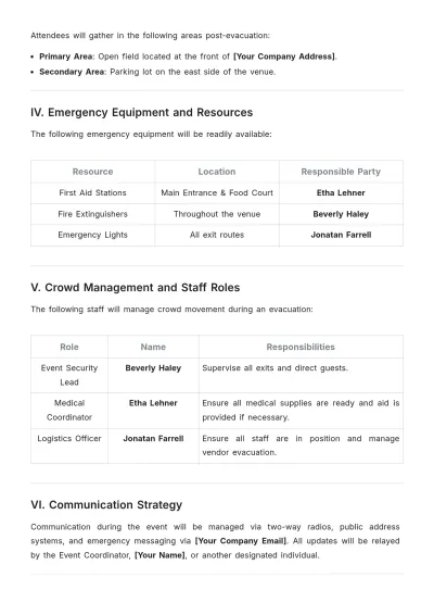 Free Evacuation Plan for Public Events Template to Edit Online
