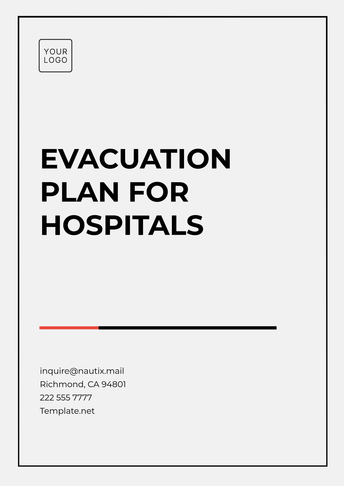 Free Evacuation Plan for Hospitals Template