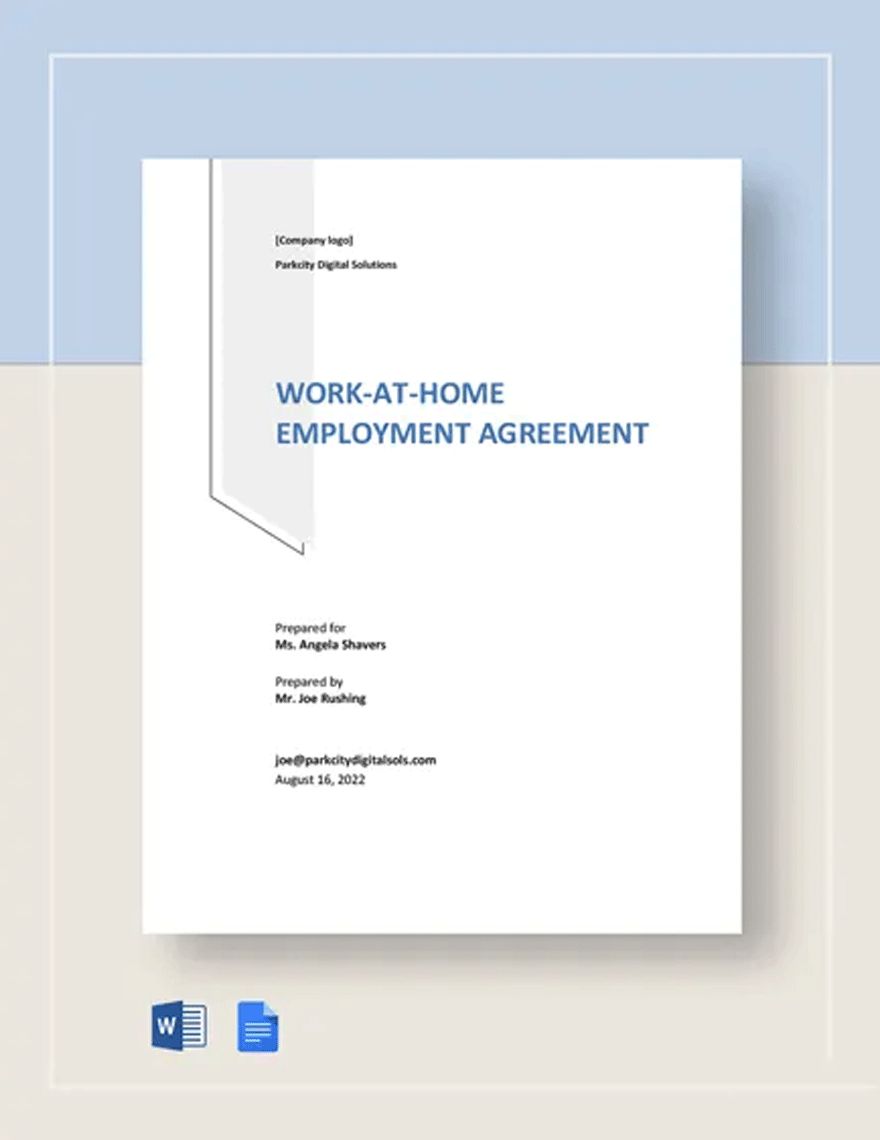 Work-At-Home Employment Agreement Template