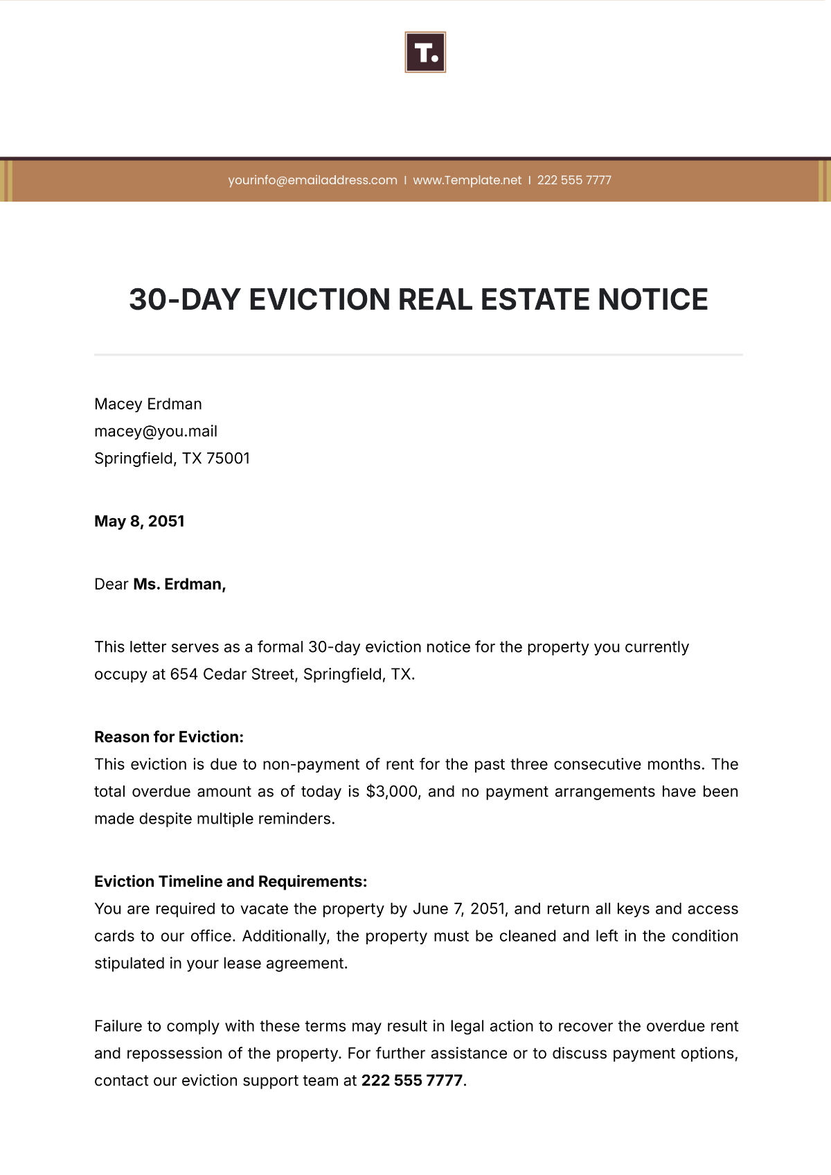 Free 30-Day Eviction Real Estate Notice Template