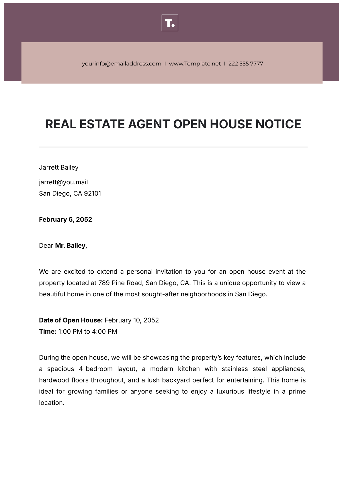 Free Real Estate Agent Open House Notice Template