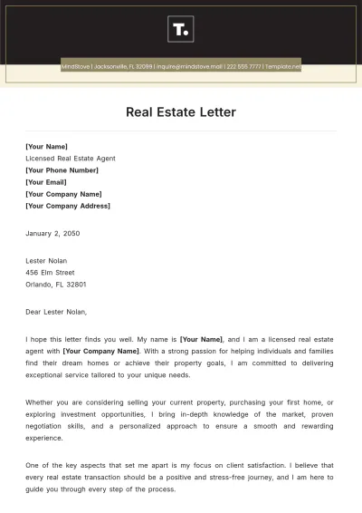 Free Real Estate Letter Template to Edit Online
