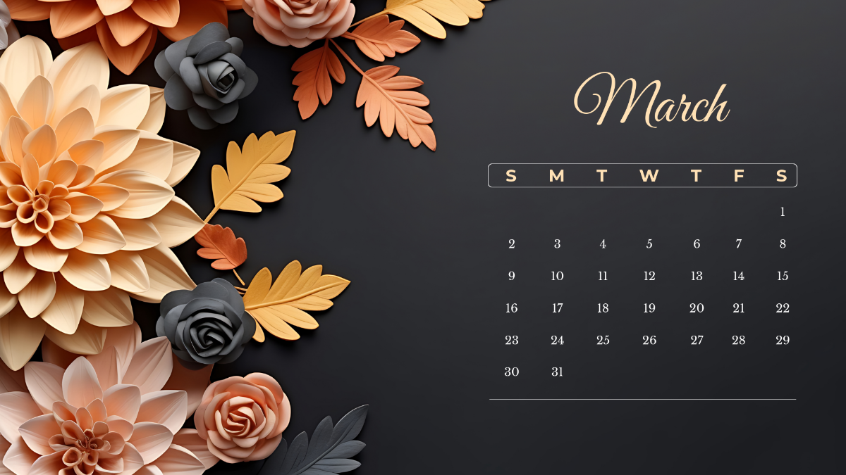 Free March 2025 Calendar Wallpaper Template