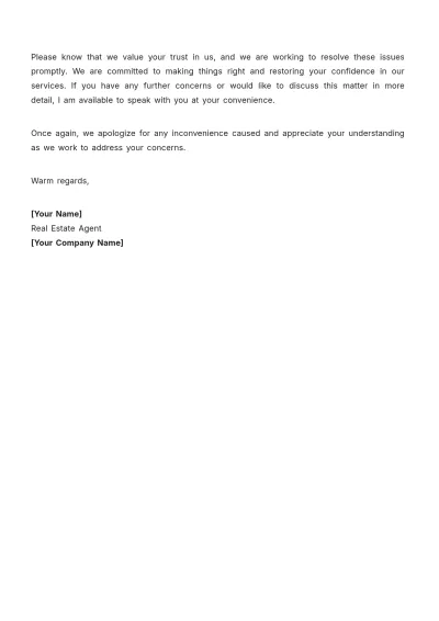 Free Real Estate Complaint Response Letter Template to Edit Online