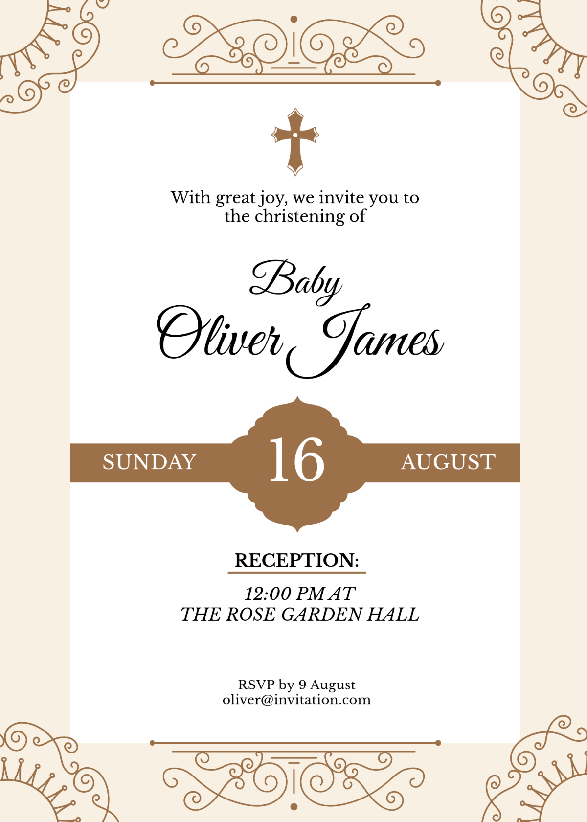 Free Elegant Christening Invitation Template