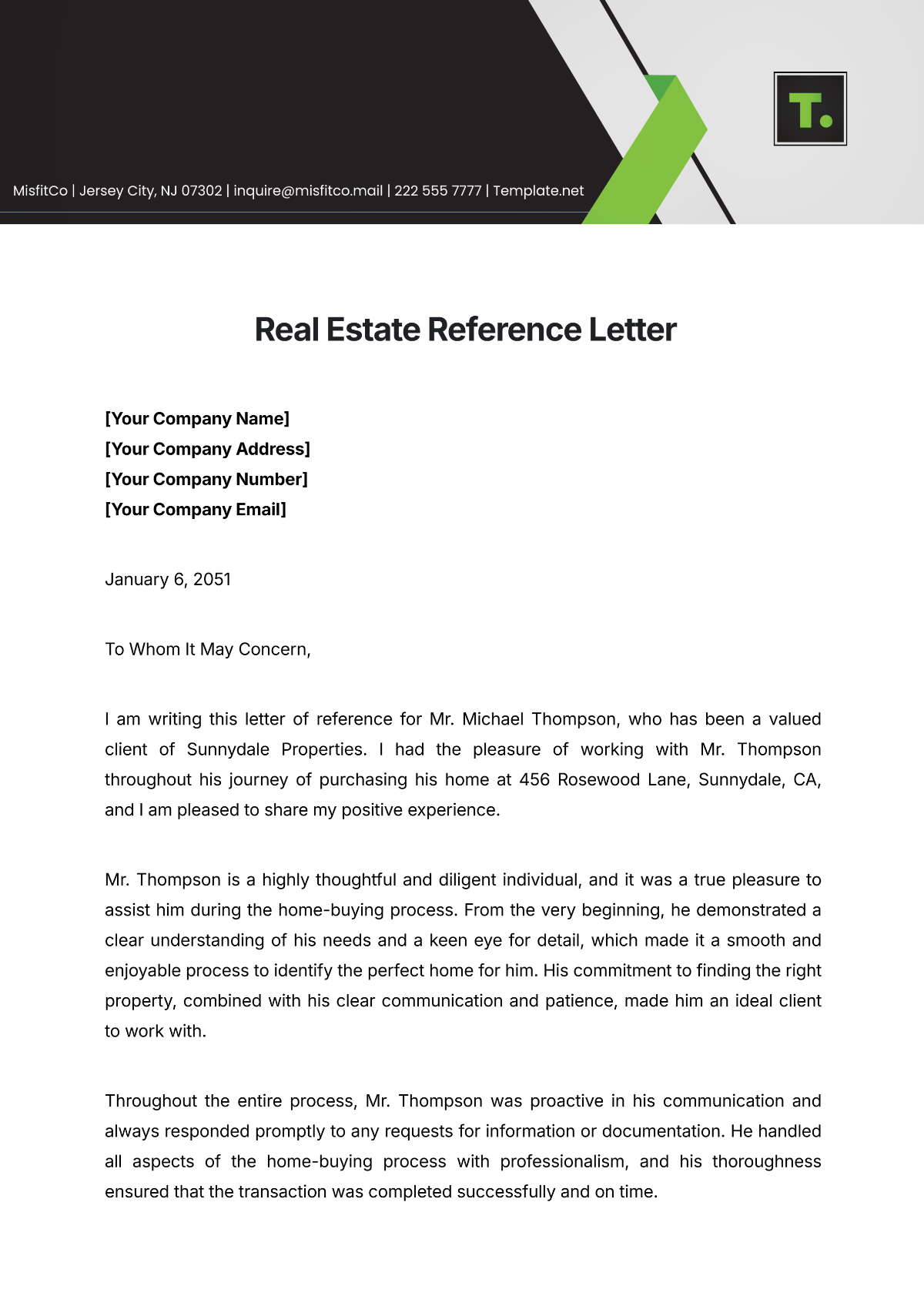 Real Estate Reference Letter Template - Edit Online & Download