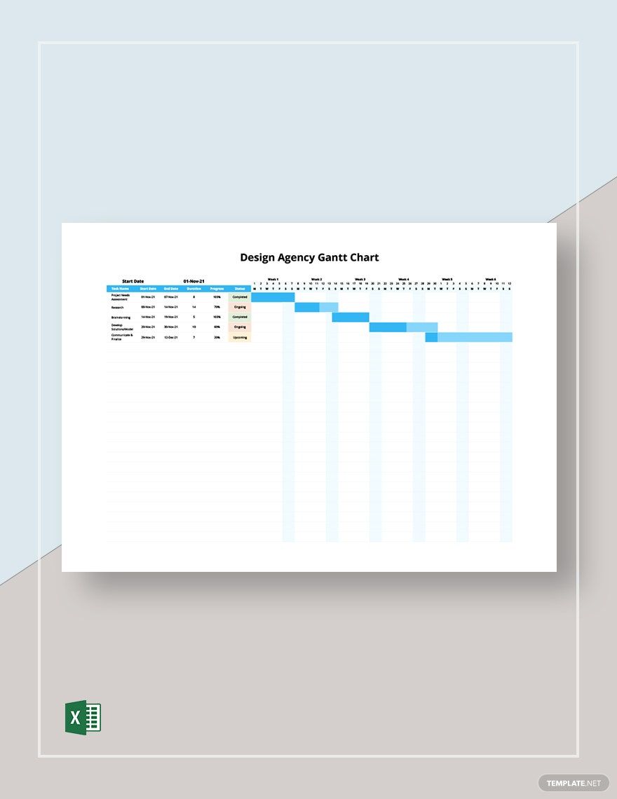 Design Agency Gantt Chart Template Excel Template