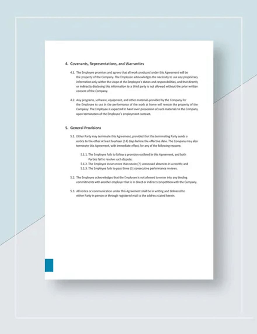 Simple Work From Home Agreement Template