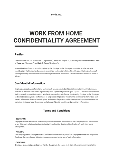 Home based Work Agreement Word (DOC) Google Docs Apple (MAC
