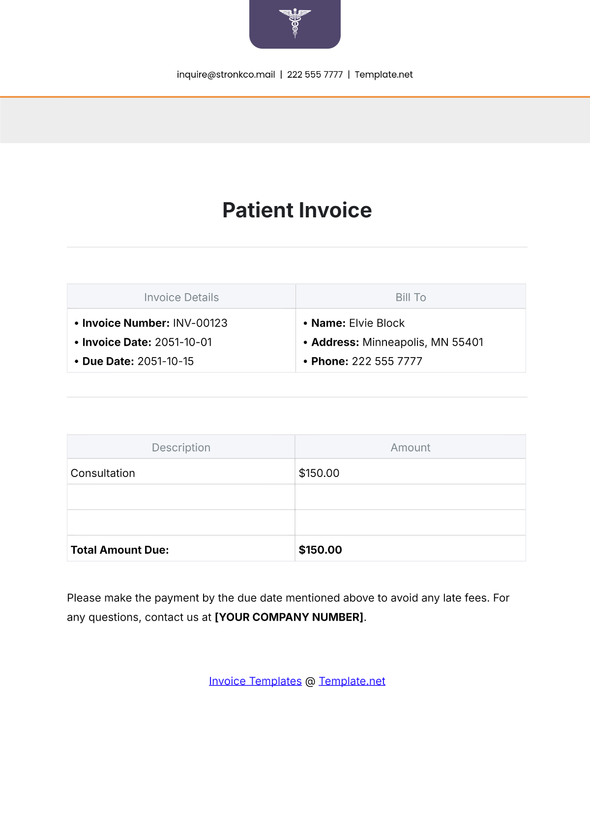 Free Patient Invoice Template