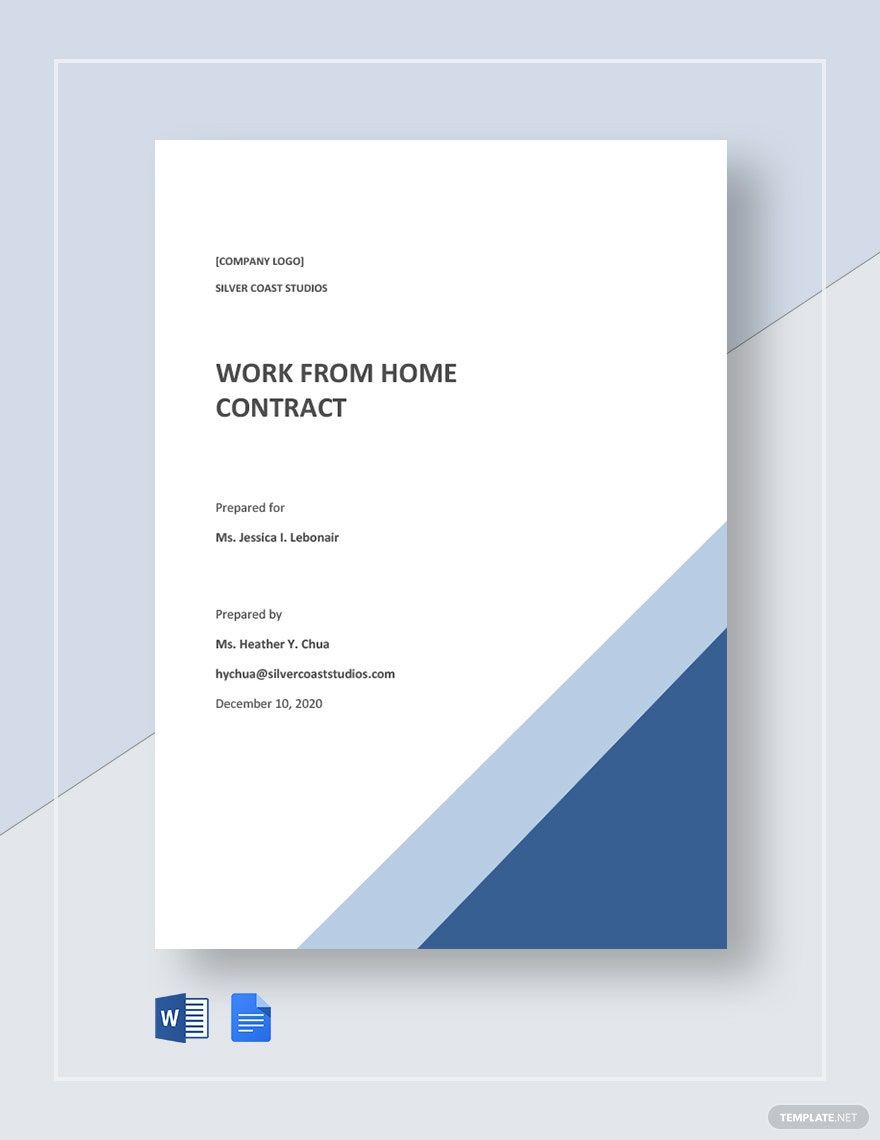 Free Sample Work From Home Contract Template