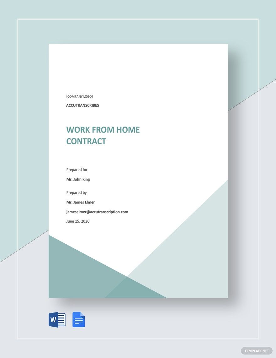 Simple Work From Home Contract Template