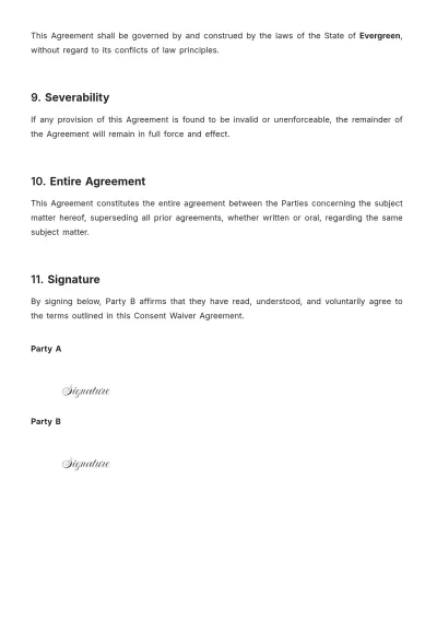 Free Consent Waiver Agreement Template to Edit Online