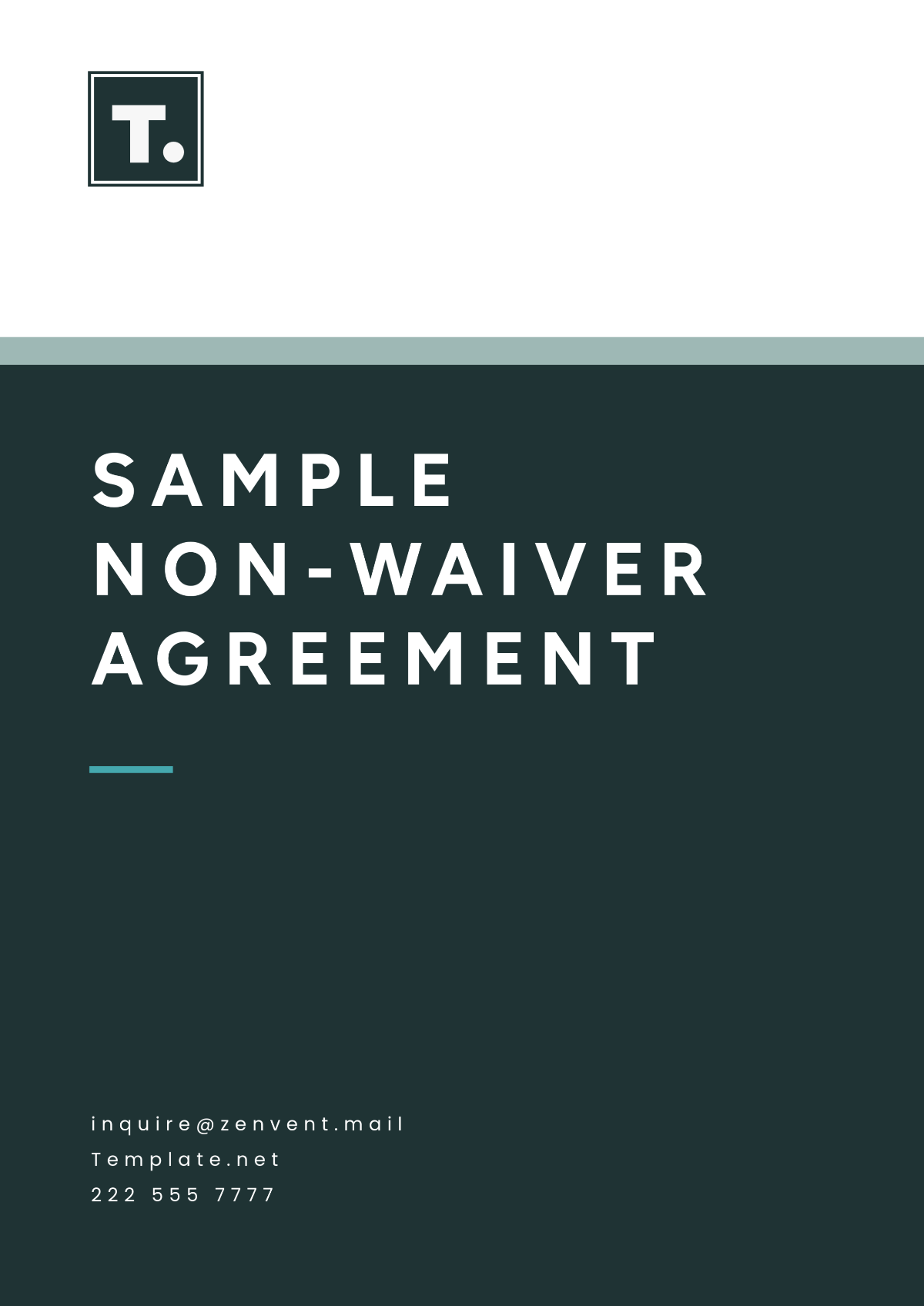 Free Sample Non-Waiver Agreement Template