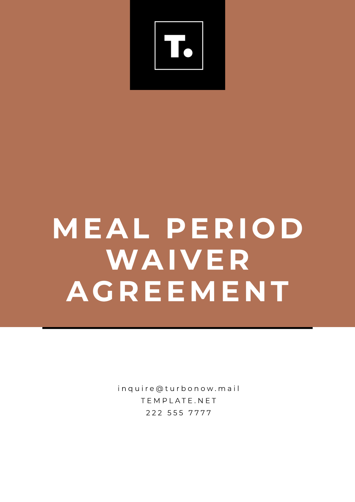 Free Meal Period Waiver Agreement Template