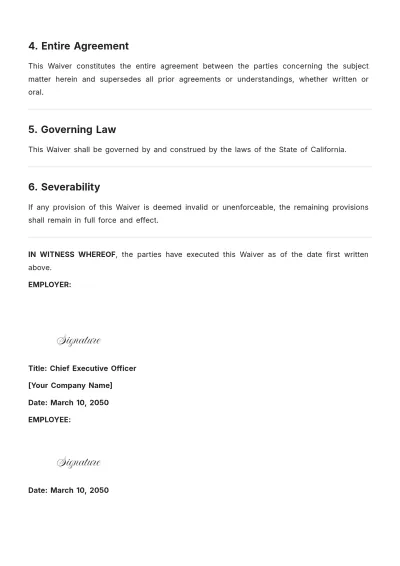 Free Waiver of Non-Compete Agreement Template to Edit Online