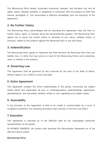 Free Renunciation Agreement Template to Edit Online
