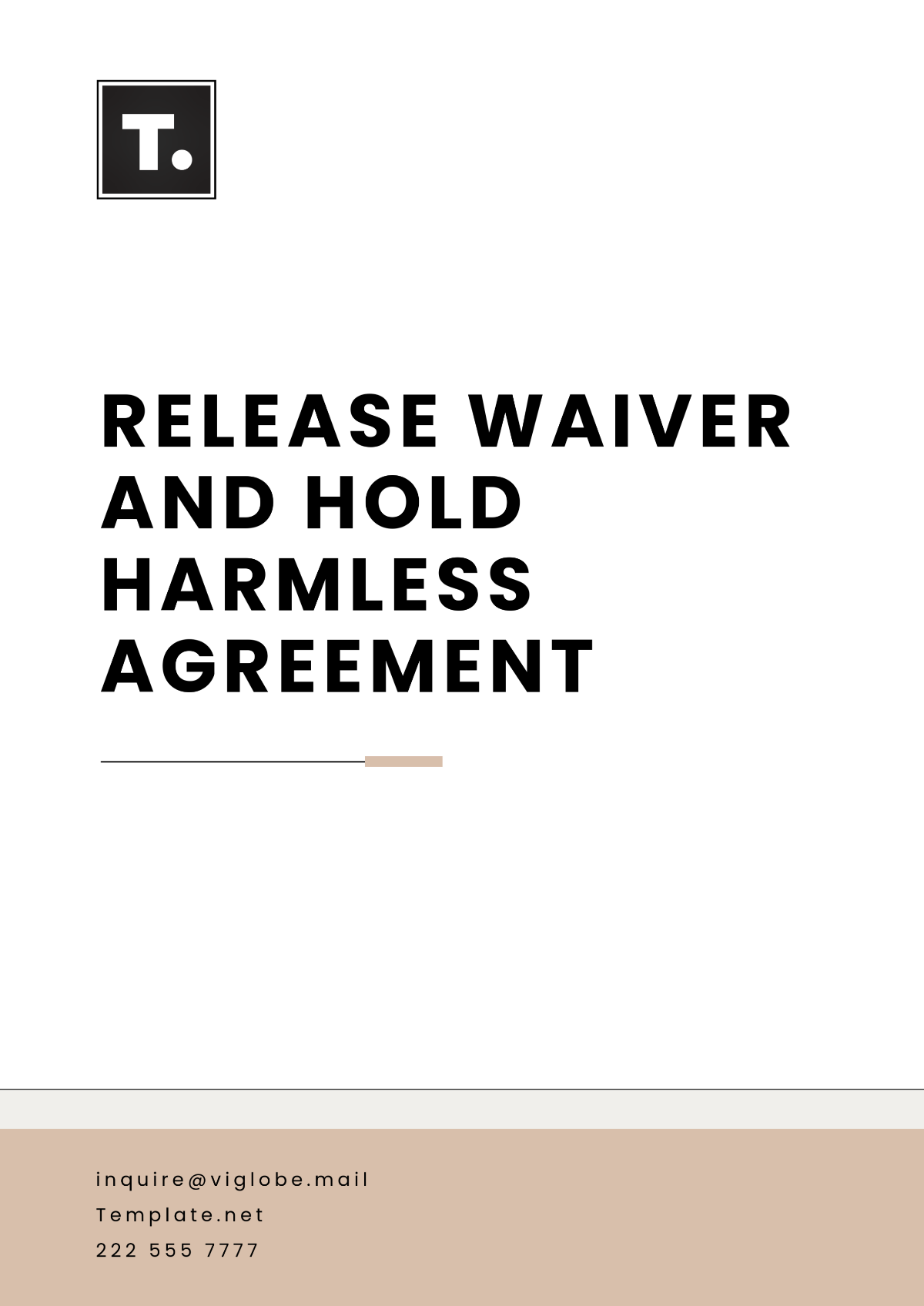 Free Release Waiver and Hold Harmless Agreement Template