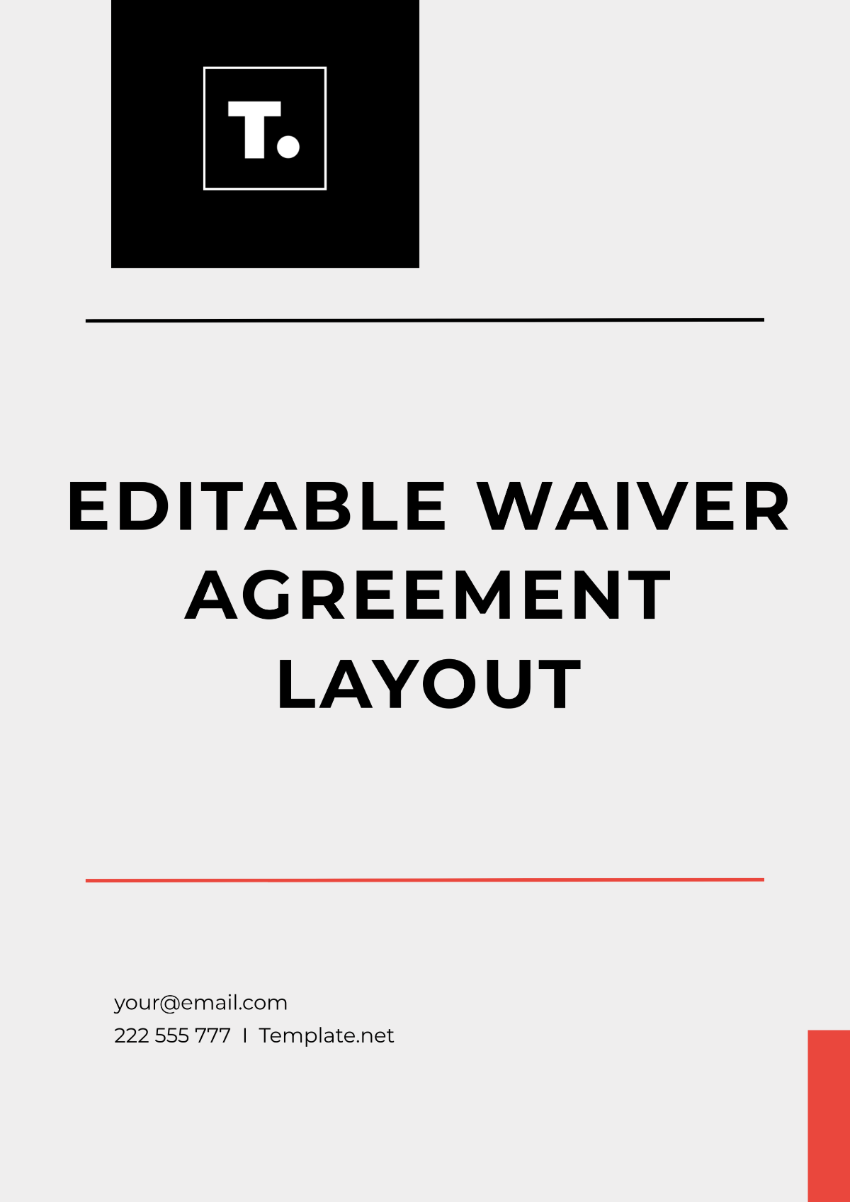 Free Editable Waiver Agreement Layout Template