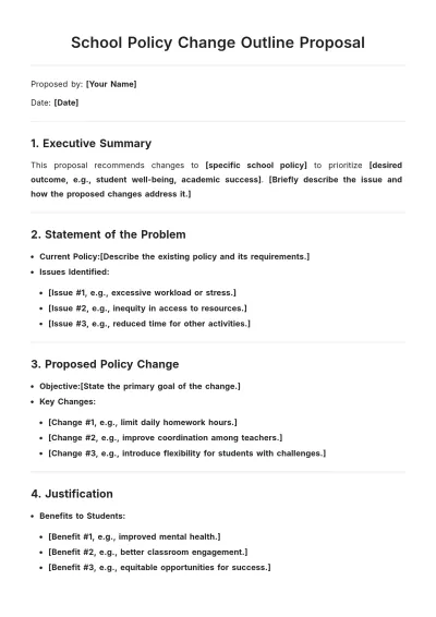 Free School Policy Change Outline Proposal Template to Edit Online