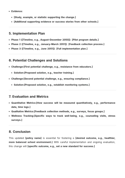Free School Policy Change Outline Proposal Template to Edit Online