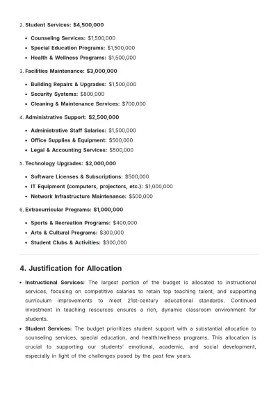 Free School Budget Allocation Proposal Template to Edit Online