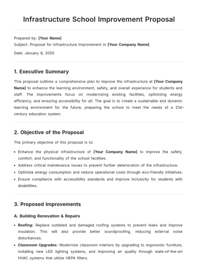Free Infrastructure School Improvement Proposal Template to Edit Online