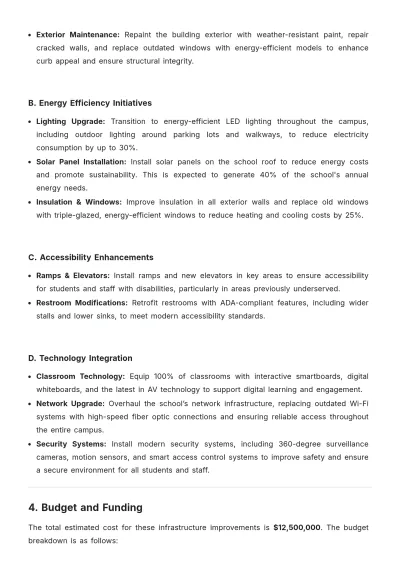 Free Infrastructure School Improvement Proposal Template to Edit Online
