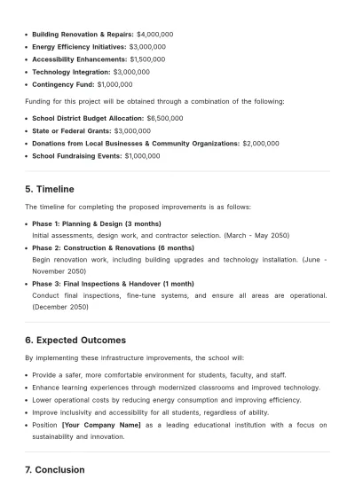 Free Infrastructure School Improvement Proposal Template to Edit Online
