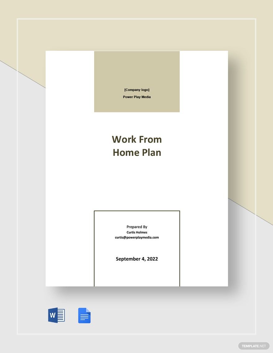 Sample Work From Home Plan Template in Word, Google Docs, Apple Pages