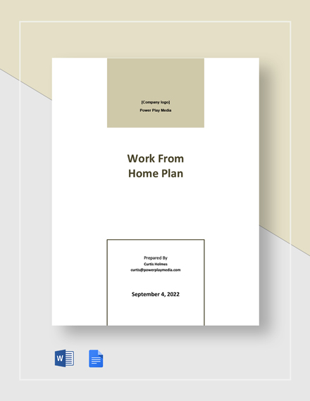 FREE Work From Home Plan Templates Word Google Docs Apple MAC 