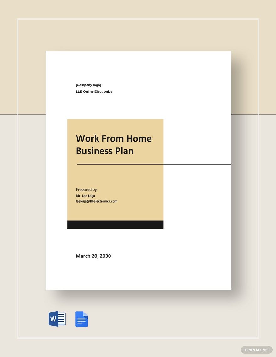 Sample Work From Home Business Plan Template