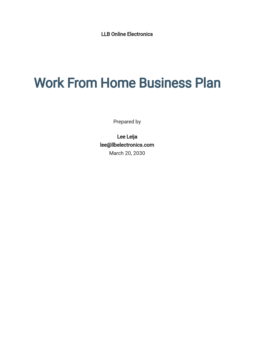 business plan for working from home
