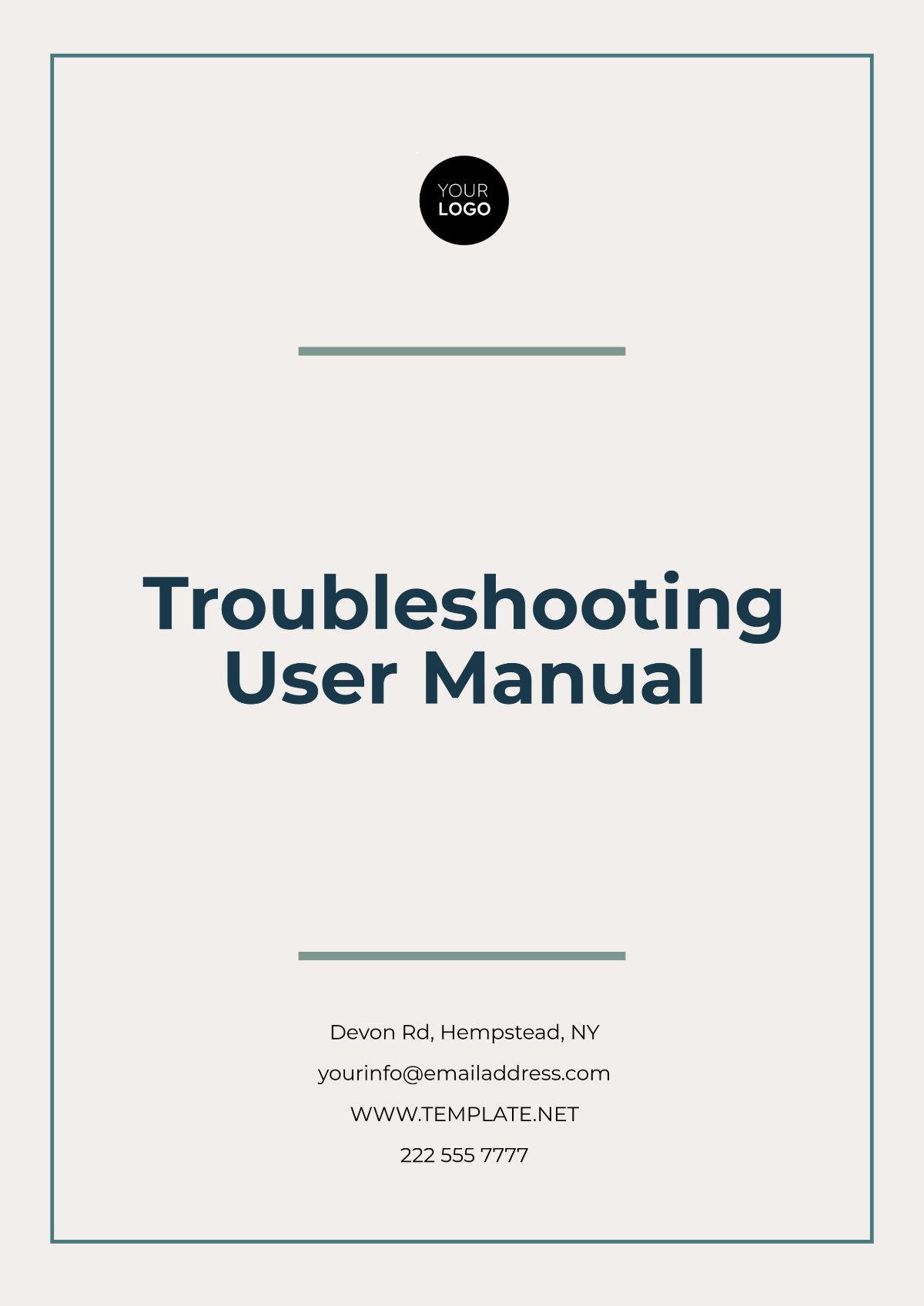 Free Troubleshooting User Manual Template