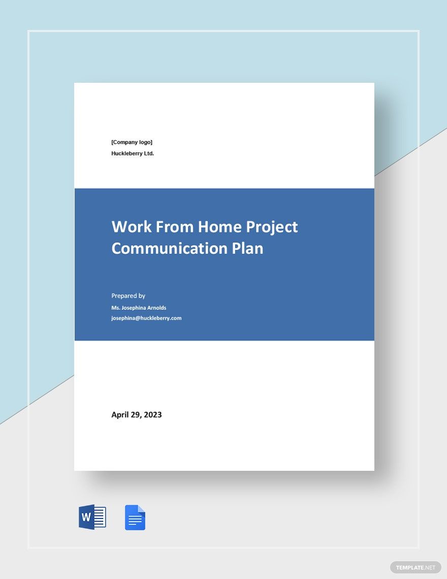 Work From Home Project Communication Plan Template